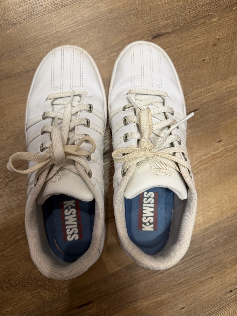 K-Swiss White Low-Top Sneakers with Blue Insoles